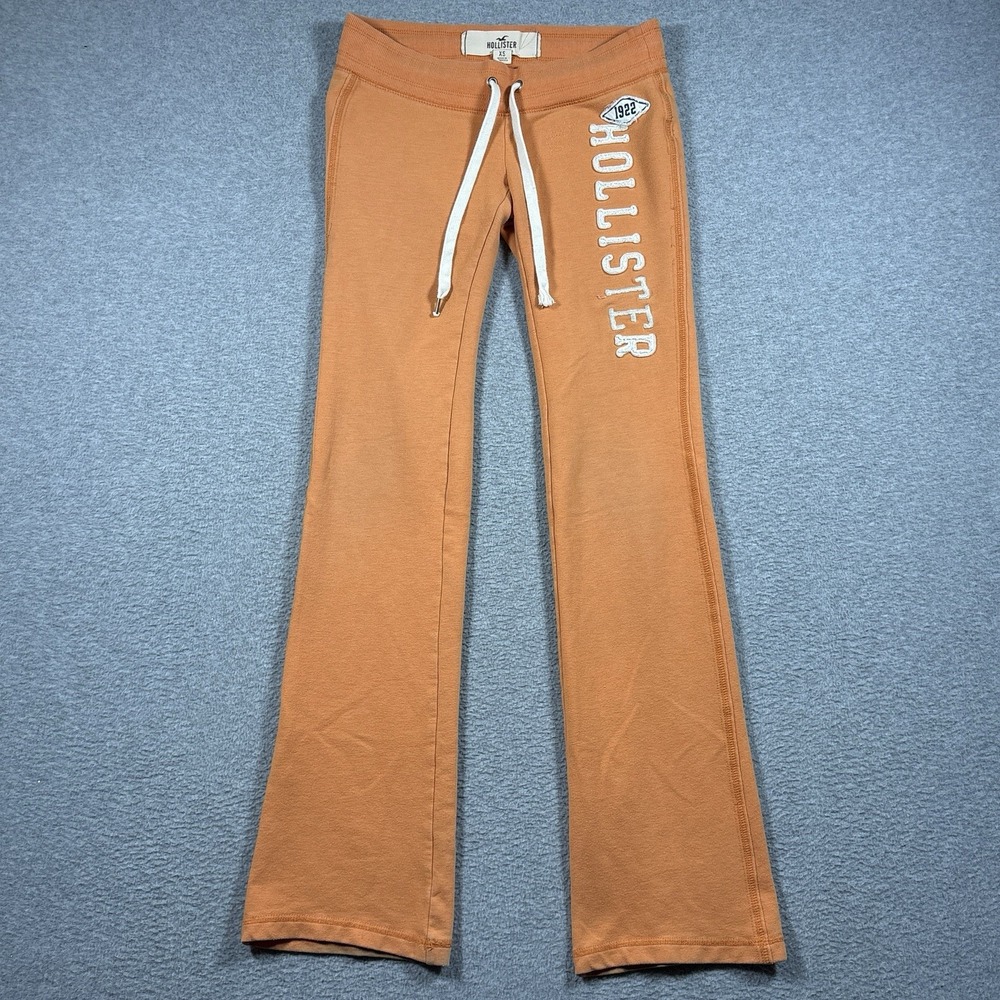 Vintage Y2K Hollister Flared Sweatpants Womens XS Orange Low Rise Spellout